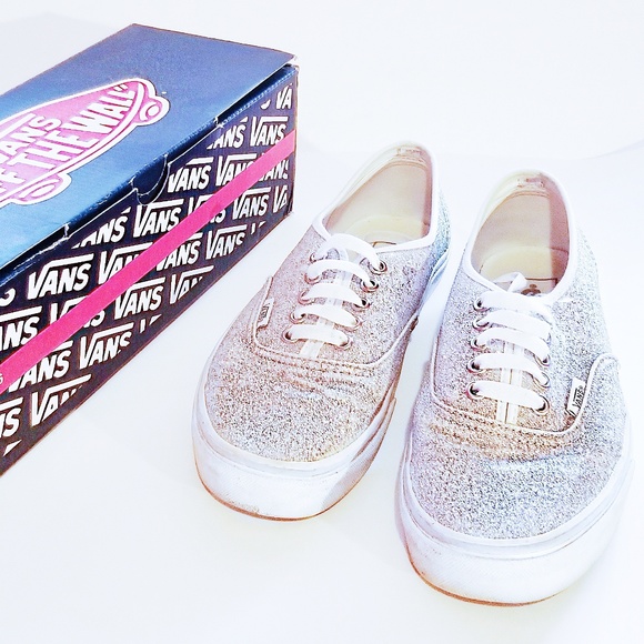 silver glitter vans womens